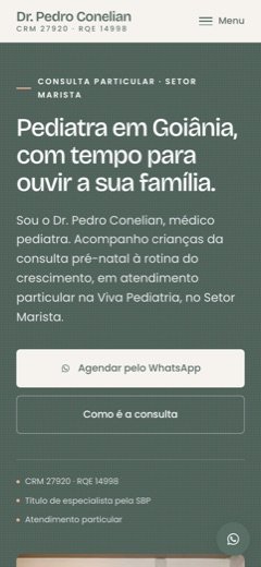 Site do Dr. Pedro Conelian no celular